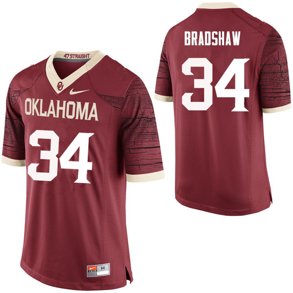 Men Oklahoma Sooners #34 Malik Bradshaw College Football Jerseys Limited-Crimson